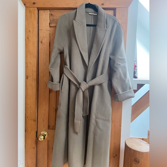 Jackets & Blazers - 100% Wool Wrap Coat Jacket in Khaki